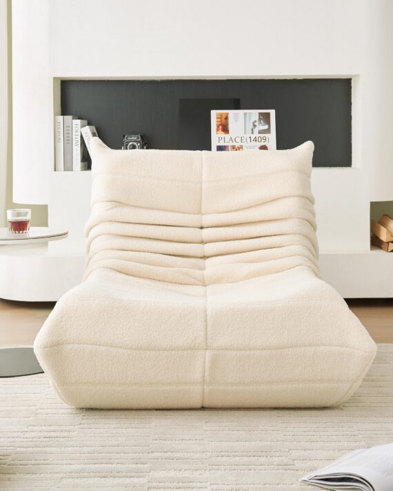 Loungefåtölj i Beige Bouclé - Båstad