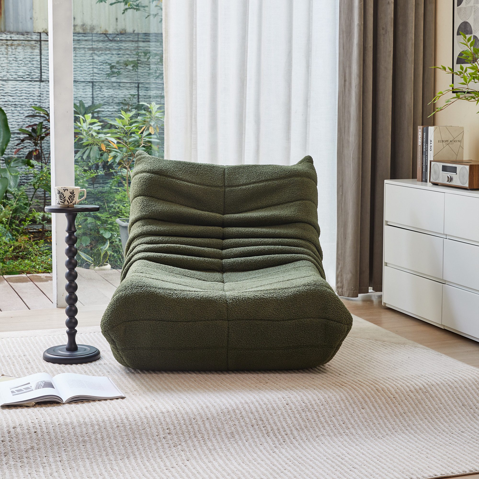 Loungefåtölj i Grön Bouclé - Båstad