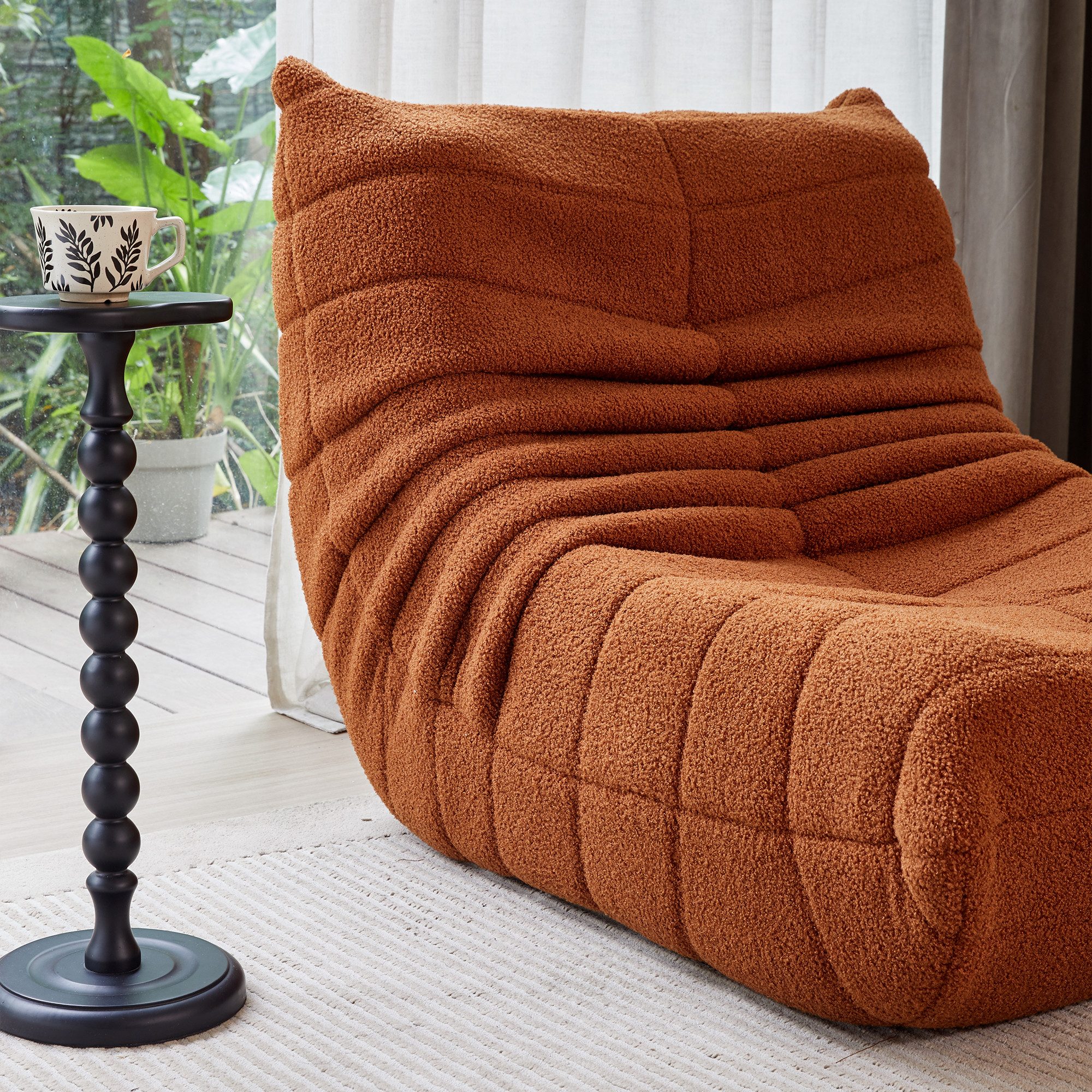 Loungefåtölj i Orange Bouclé - Båstad - Bild 4