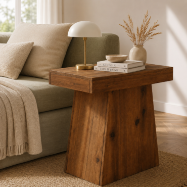 Halden Solid Wood Side Table – Rustic Accent Table