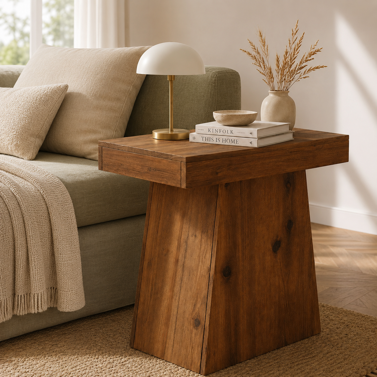 Halden Solid Wood Side Table – Rustic Accent Table