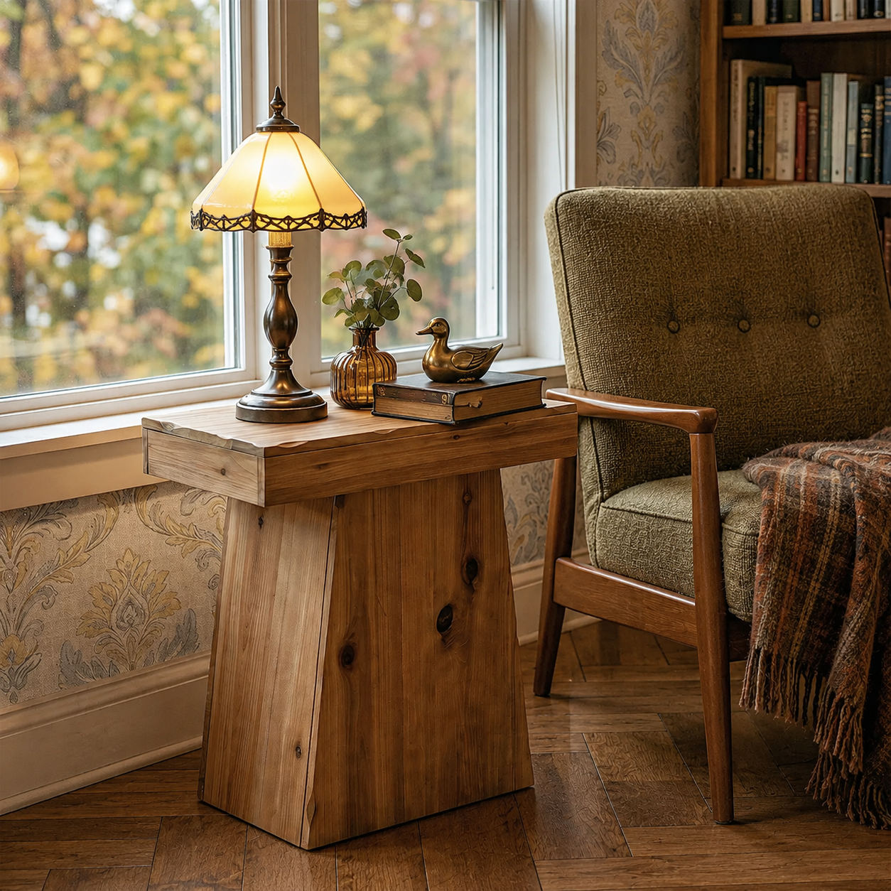 Halden Solid Wood Side Table – Rustic Accent Table - Bild 2