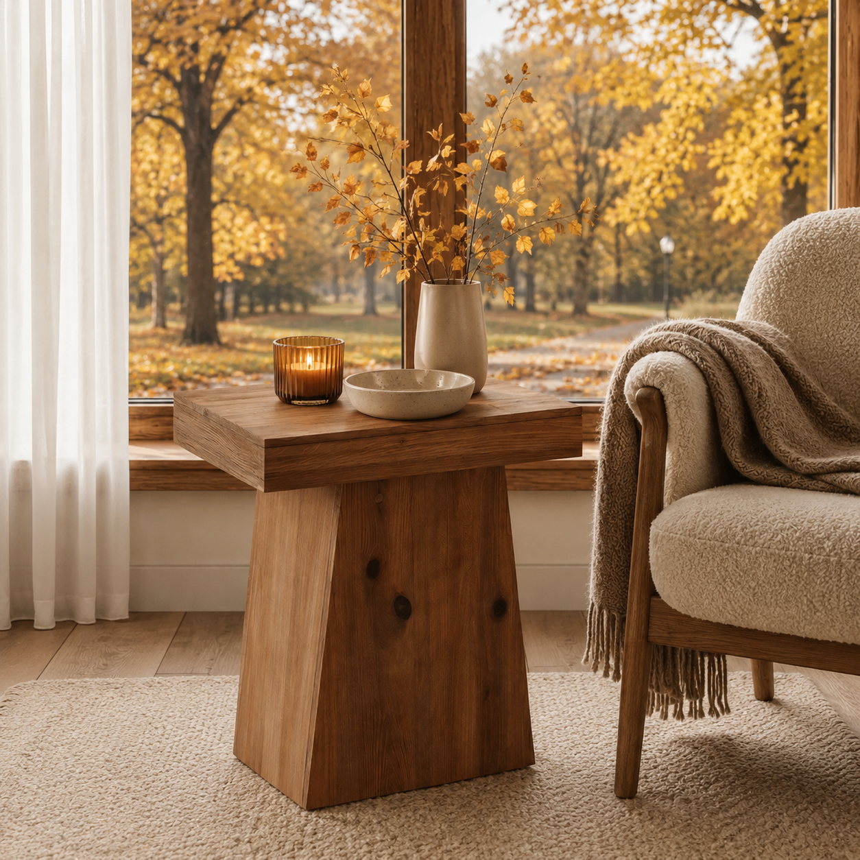 Halden Solid Wood Side Table – Rustic Accent Table - Bild 3