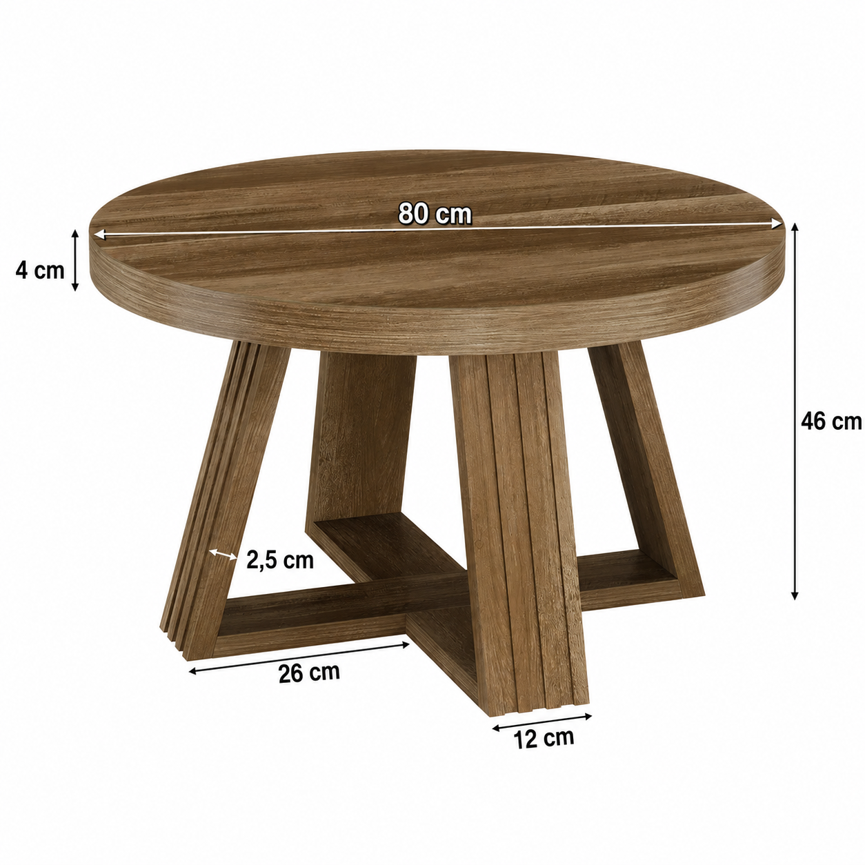 Karvia Round Coffee Table – Scandinavian Wood Grain Coffee Table - Bild 5