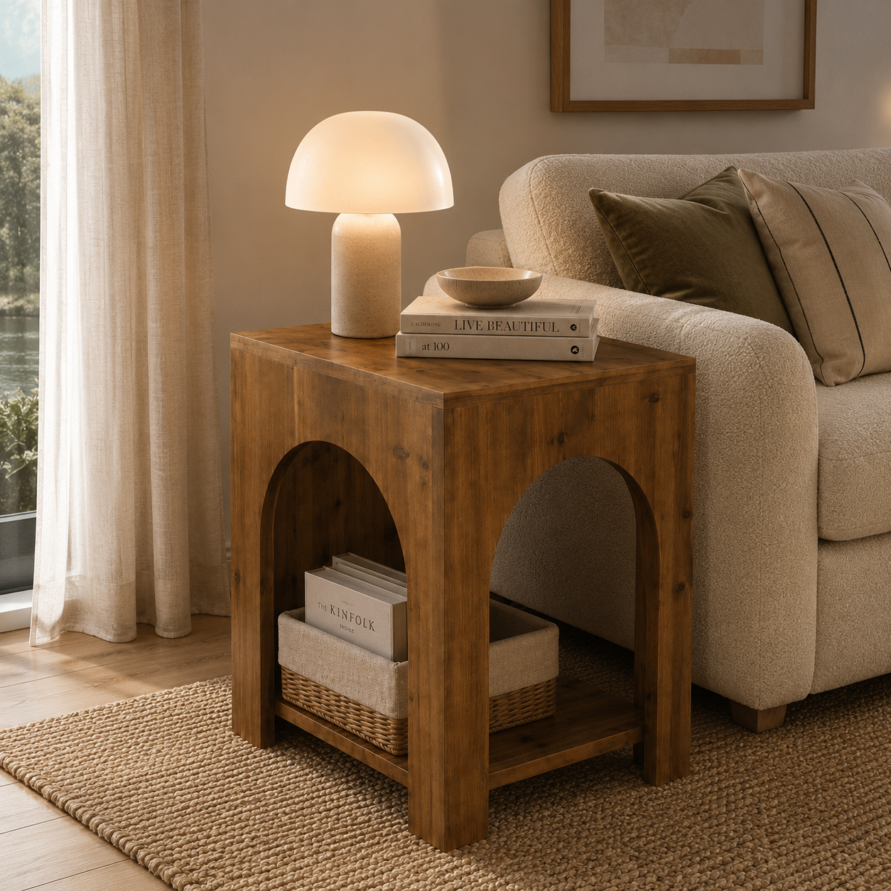 Rauma Side Table – Wood End Table with 2-Tier Storage - Bild 2