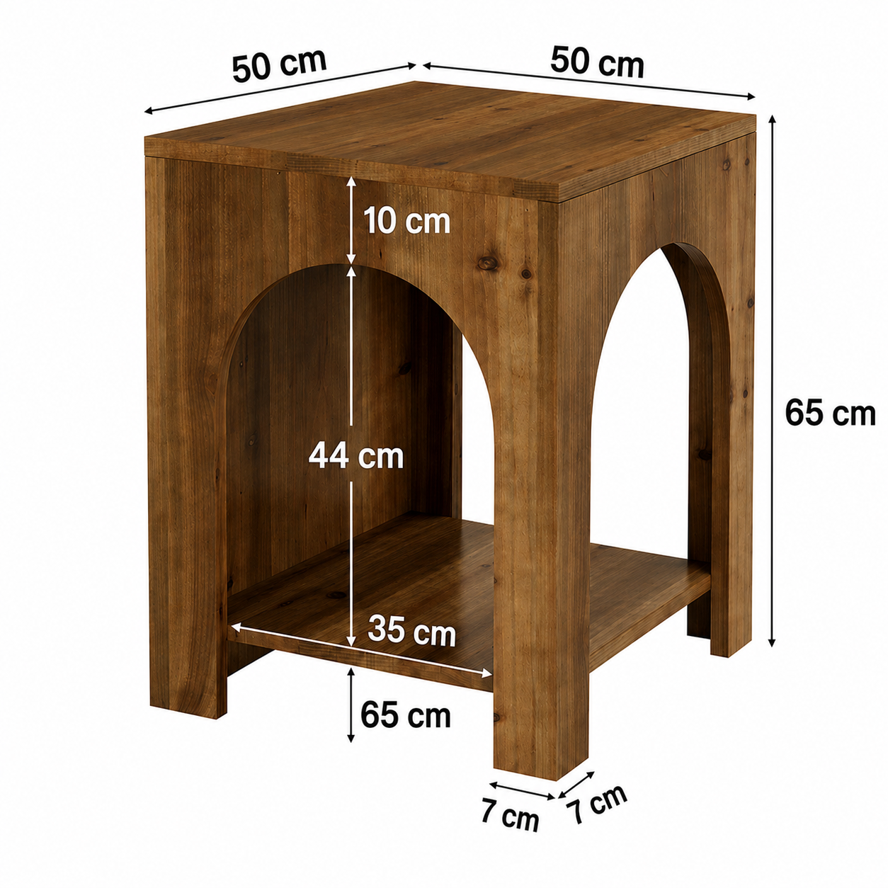 Rauma Side Table – Wood End Table with 2-Tier Storage - Bild 5