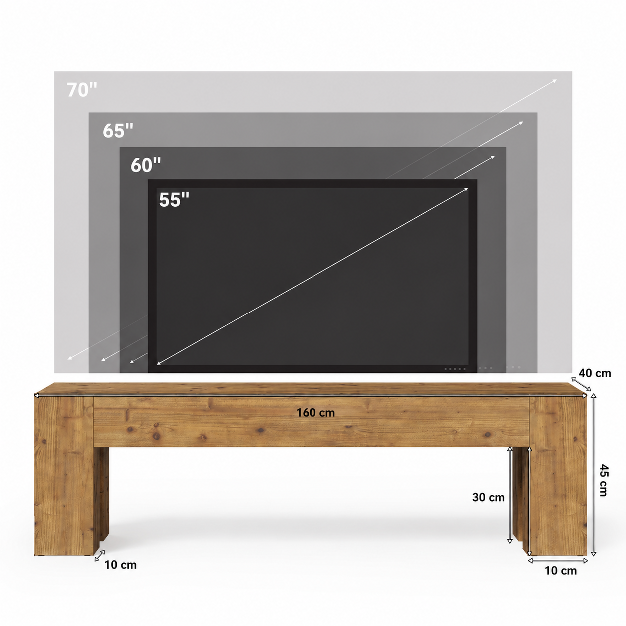 Roskilde Solid Wood TV Stand – Scandinavian TV Unit for TVs up to 70 - Bild 5