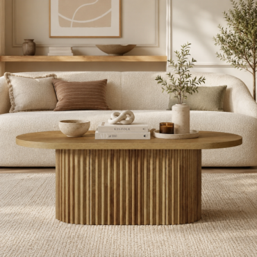 Ystad Oval Coffee Table – Scandinavian Fluted Coffee Table