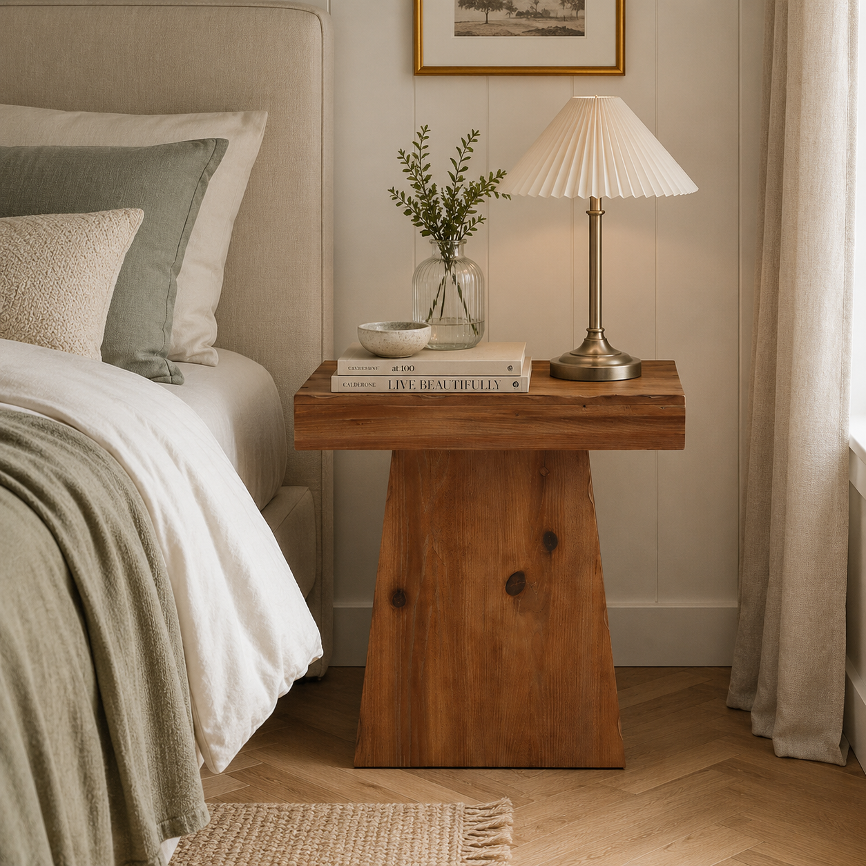 Halden Solid Wood Side Table – Rustic Accent Table - Bild 4