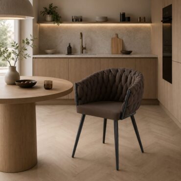 Alta Dining Chair – Brown Velvet Modern Armchair