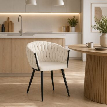 Alta Dining Chair – Cream Velvet Modern Armchair