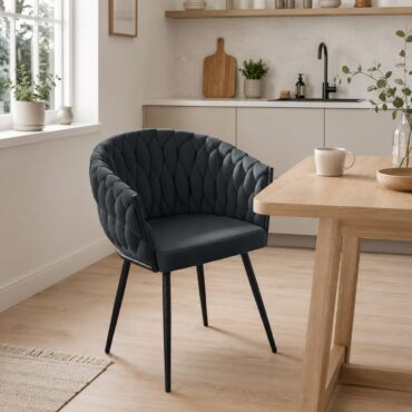 Alta Dining Chair – Grey Velvet Modern Armchair
