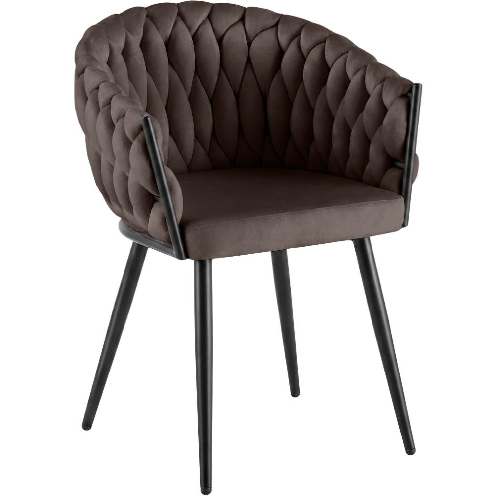 Alta Dining Chair – Brown Velvet Modern Armchair - Bild 3
