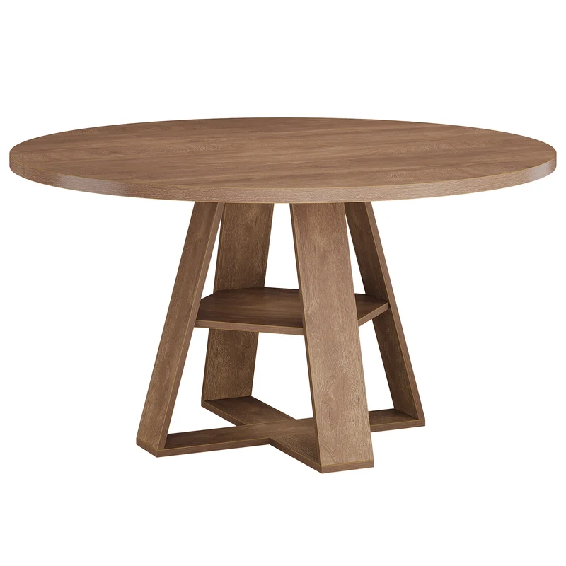 Falun Round Dining Table – Scandinavian Dining Table with Storage Shelf - Bild 4
