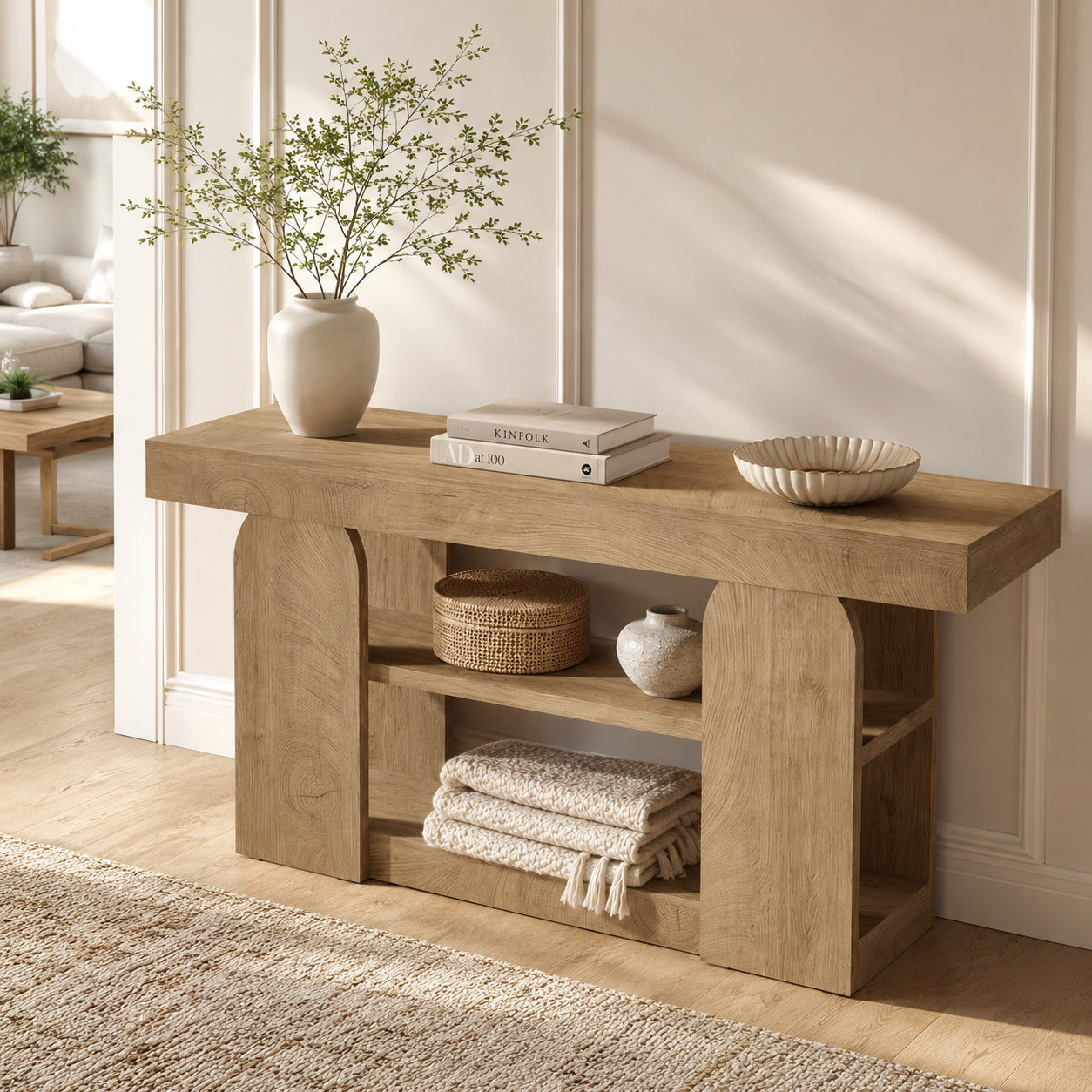 Imatra Console Table – Scandinavian Console Table with 3-Tier Storage - Bild 2