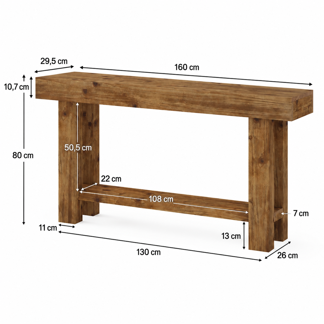 Kemi Console Table – Scandinavian Solid Wood Console Table - Bild 6