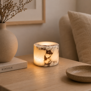 Kopervik Handmade Natural Marble Table Lamp – Unique Veining