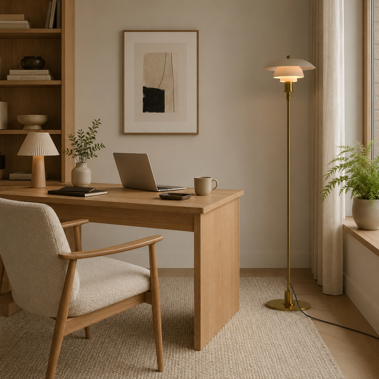 Laholm Floor Lamp – Elegant Floor Lamp in Opal Glass & Gold - Bild 3