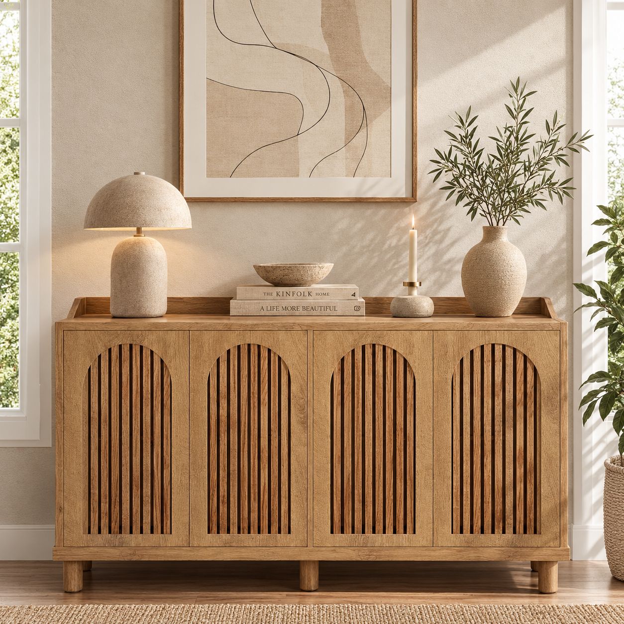 Lohja Sideboard – Scandinavian Storage Cabinet with Arched Doors - Bild 2