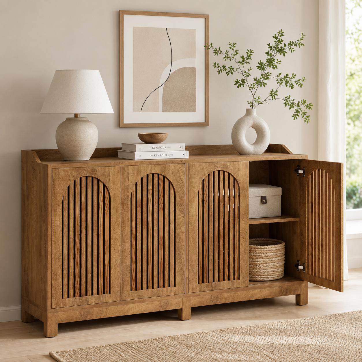 Lohja Sideboard – Scandinavian Storage Cabinet with Arched Doors - Bild 4