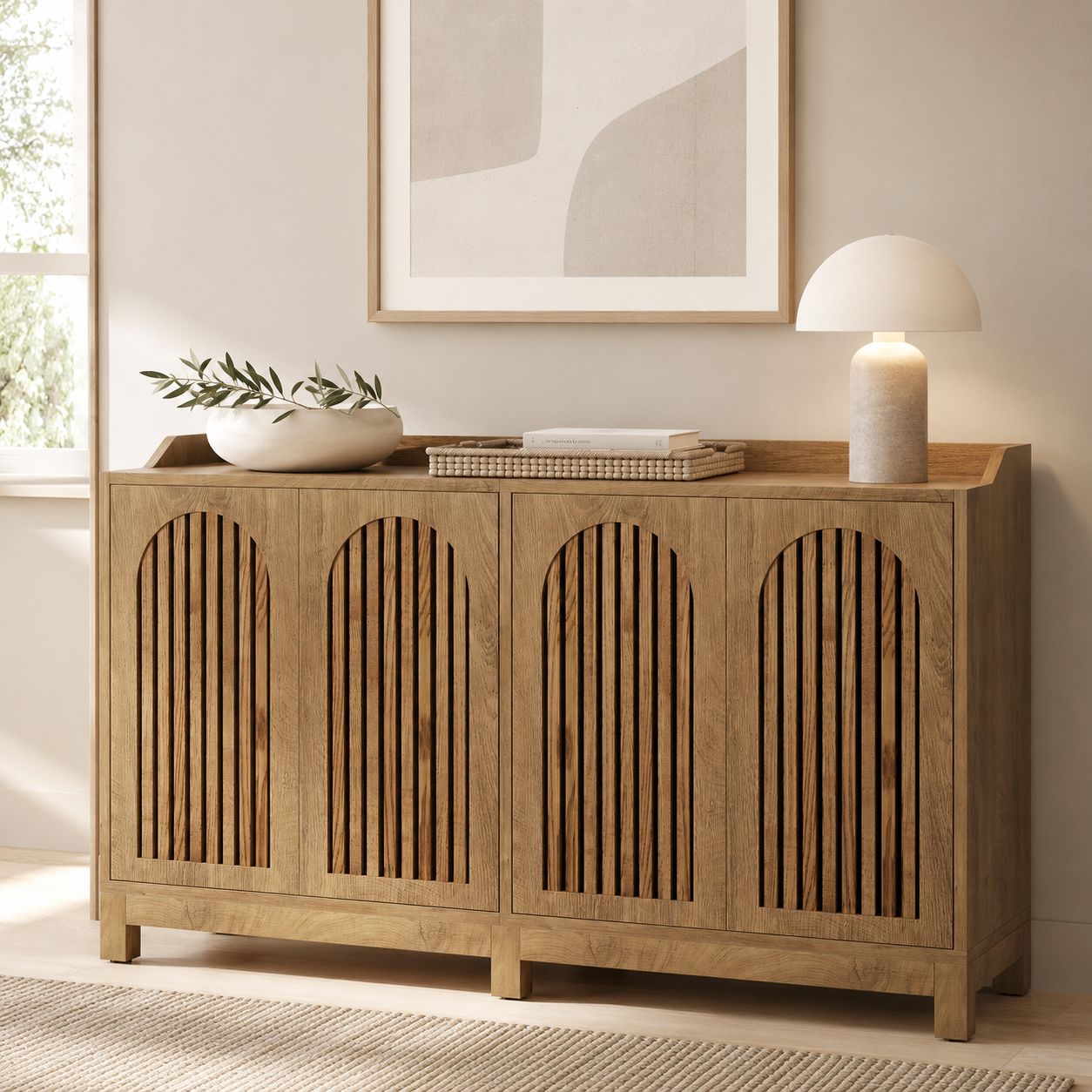 Lohja Sideboard – Scandinavian Storage Cabinet with Arched Doors - Bild 3