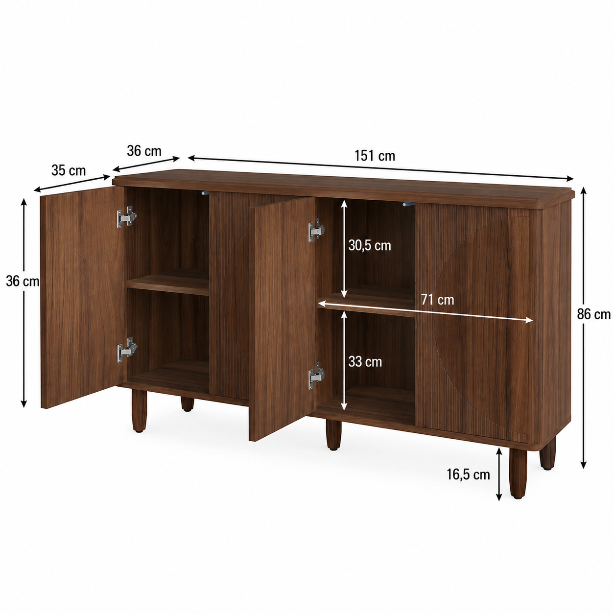 Roros Sideboard – Scandinavian Storage Cabinet with 4-Tier Shelving - Bild 5