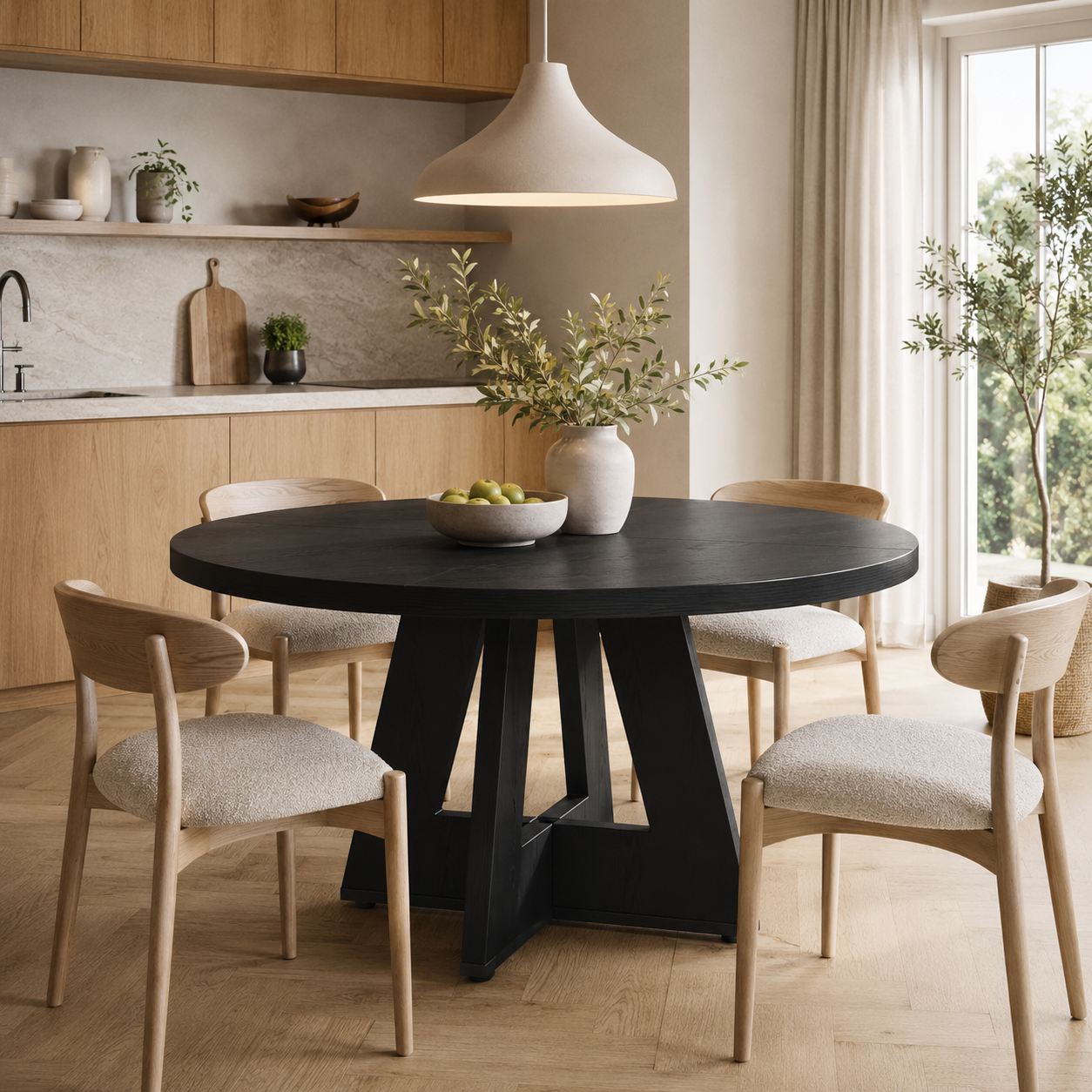 Salo Round Dining Table – Scandinavian Dining Table for 4 - Bild 8