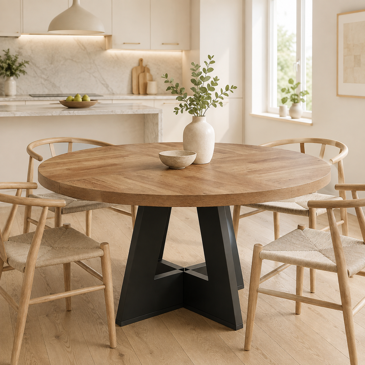 Salo Round Dining Table – Scandinavian Dining Table for 4 - Bild 14