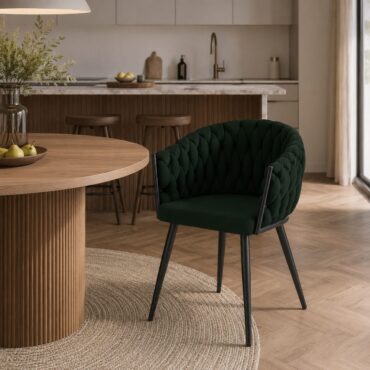 Alta Dining Chair – Green Velvet Modern Armchair