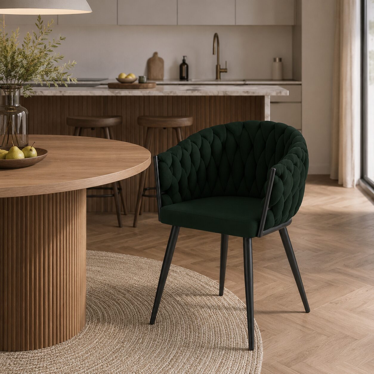 Alta Dining Chair – Green Velvet Modern Armchair