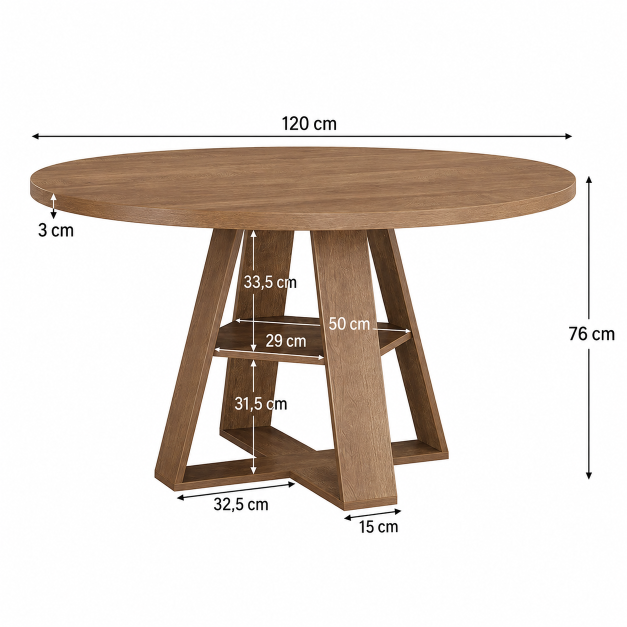 Falun Round Dining Table – Scandinavian Dining Table with Storage Shelf - Bild 5