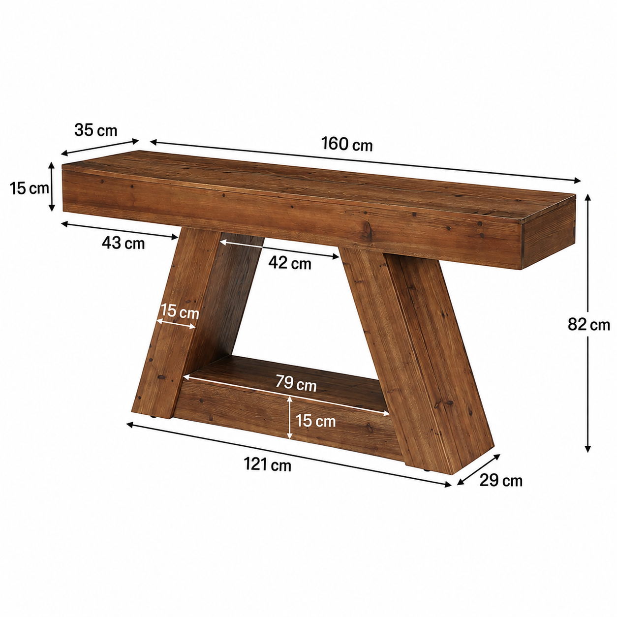 Farsund Console Table – Scandinavian Solid Wood Console Table - Bild 7
