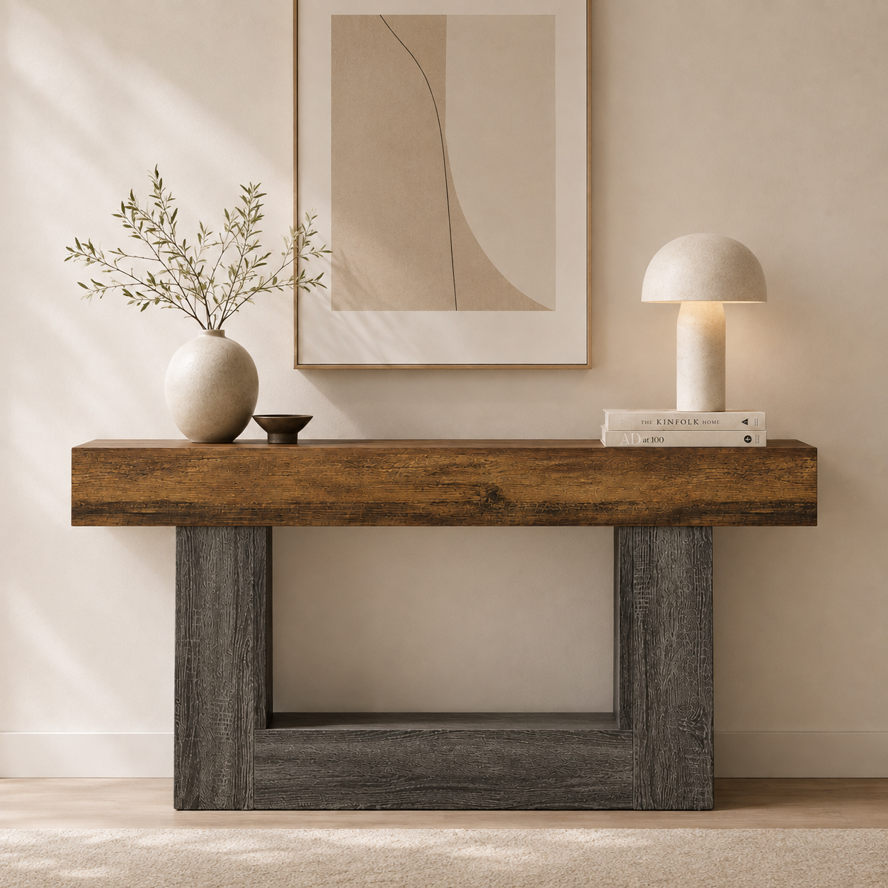 Simrishamn Console Table – Scandinavian Console Table with Open Shelf