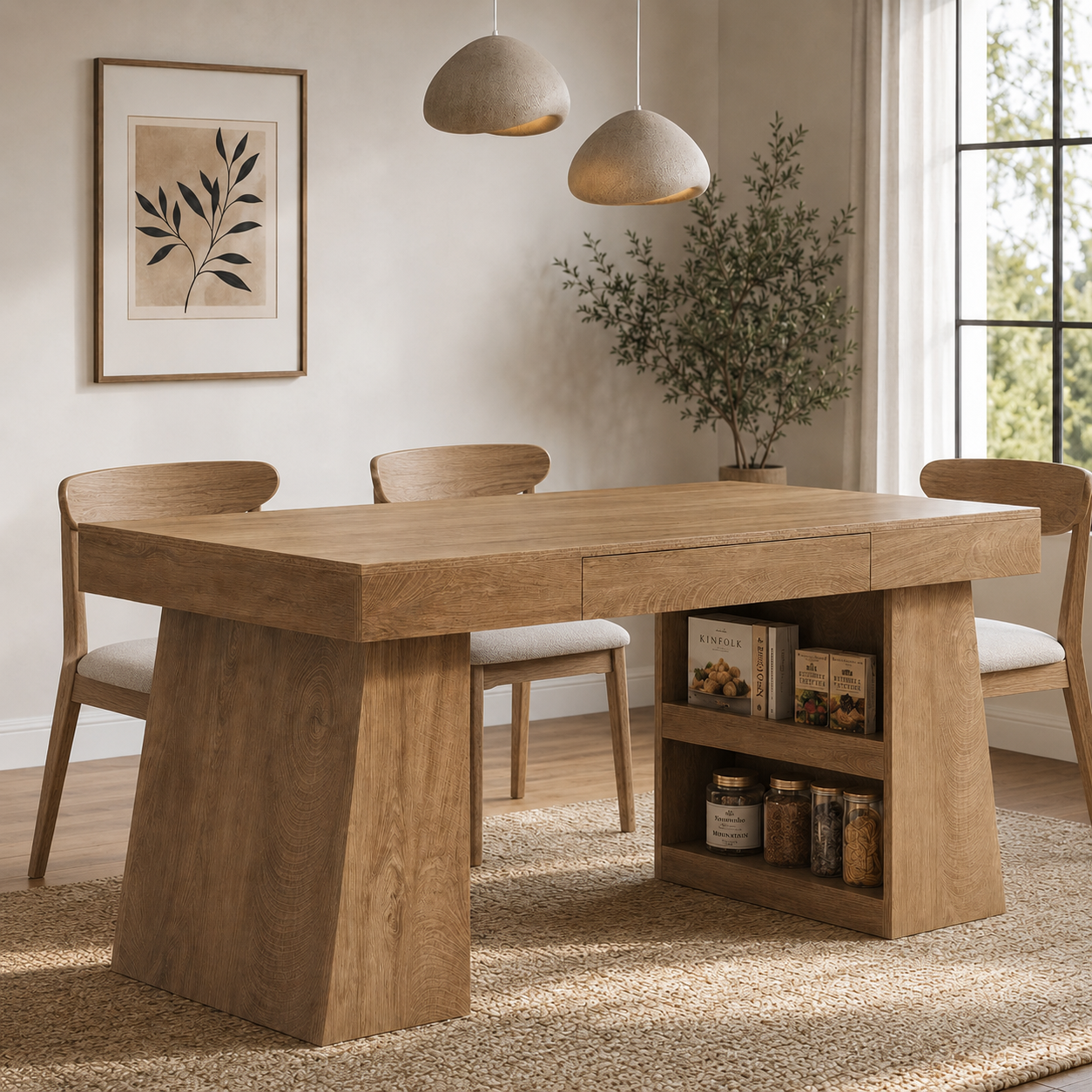 Kokkola Dining Table with Storage – Scandinavian Dining Table for 4–6 People - Bild 2