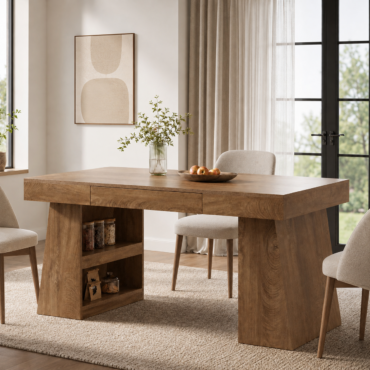 Kokkola Dining Table with Storage – Scandinavian Dining Table for 4–6 People