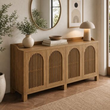 Lohja Sideboard – Scandinavian Storage Cabinet with Arched Doors