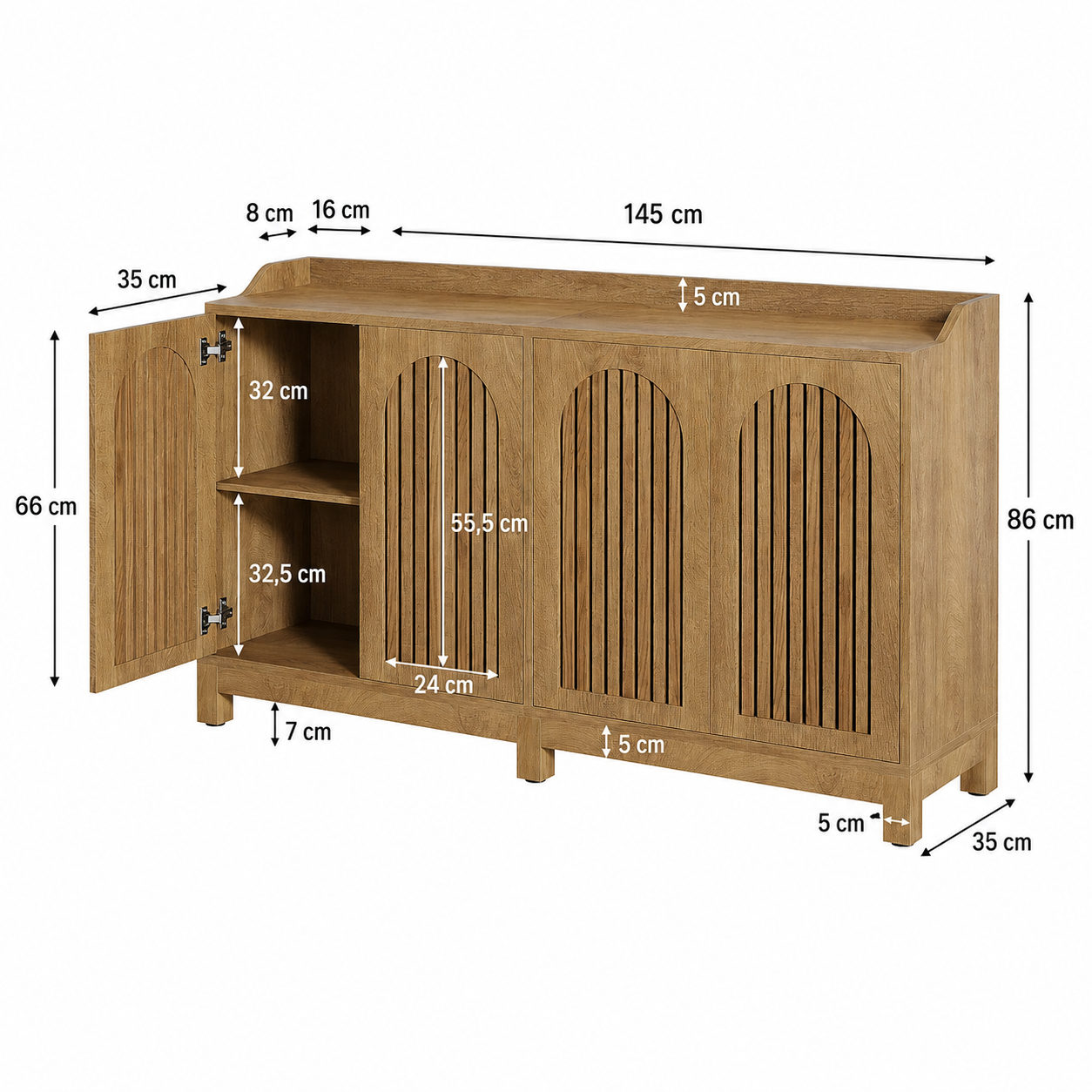 Lohja Sideboard – Scandinavian Storage Cabinet with Arched Doors - Bild 7