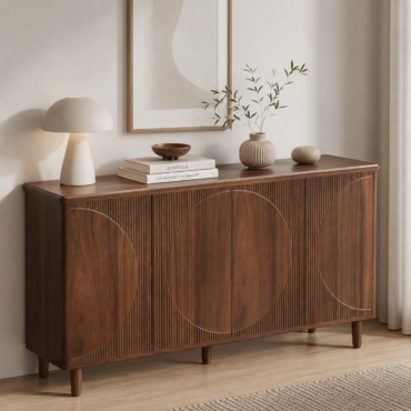 Roros Sideboard – Scandinavian Storage Cabinet with 4-Tier Shelving
