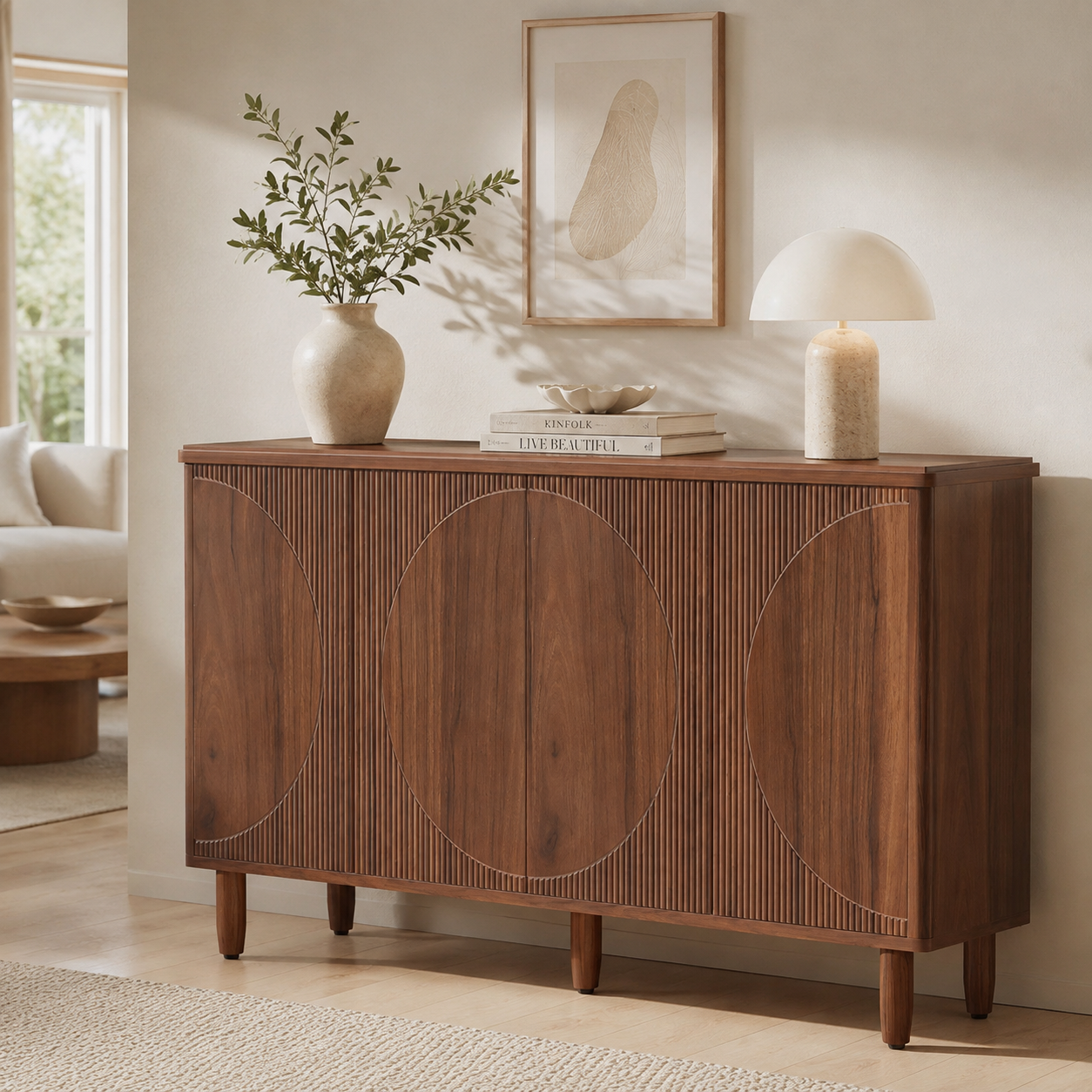 Roros Sideboard – Scandinavian Storage Cabinet with 4-Tier Shelving - Bild 2