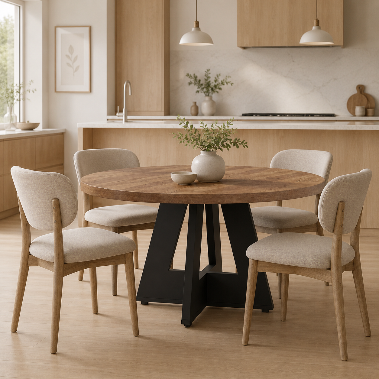 Salo Round Dining Table – Scandinavian Dining Table for 4 - Bild 15